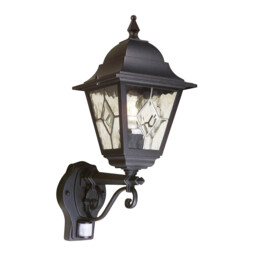 Norfolk 1 Light Outdoor Motion Sensor Lantern Light Black IP43, E27