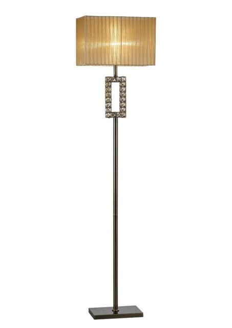 Florence Rectangle Floor Lamp with Soft Bronze Shade 1 Light Antique Brass, Crystal - image 1