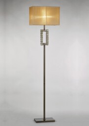 Florence Rectangle Floor Lamp with Soft Bronze Shade 1 Light Antique Brass, Crystal - thumbnail 2