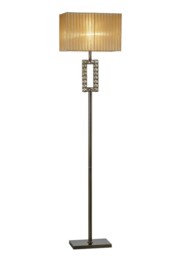 Florence Rectangle Floor Lamp with Soft Bronze Shade 1 Light Antique Brass, Crystal - thumbnail 1