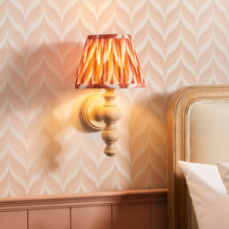 Bibury Natural Ash Wall Light with Apricot Orange Fabric Zigzag Shade 20cm B22 - thumbnail 3