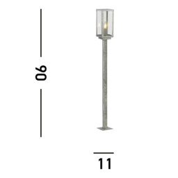 Box II 900mm Outdoor Post, Silver & Clear Glass, IP44 - thumbnail 3