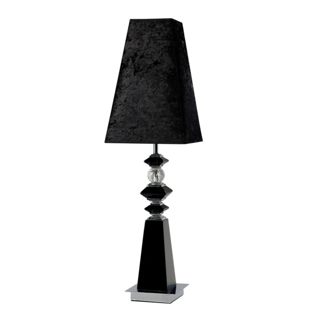 (DH) Galata Table Lamp E27 Black Suede Shade Black/Crystal, NOT LED/CFL Compatible - image 1