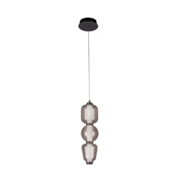 Eluna Slim Pendant Ceiling Light Black Matt-Smoked Glass LED 3000K - thumbnail 1