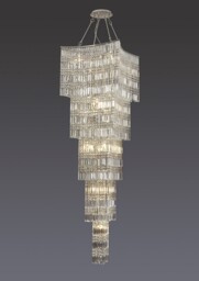 Gianni Tall Ceiling Pendant Chandelier 15 Light Polished Chrome, Crystal - thumbnail 2