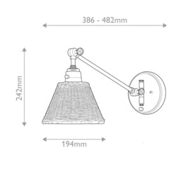 Hinkley Arti Dome Wall Lamp Contemporary Black, Natural Rattan Shade 1x E27 - thumbnail 3