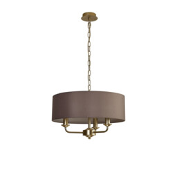 Banyan 3 Light Multi Arm Pendant With 45cm x 15cm Faux Silk Fabric Shade Champagne Gold/Grey - thumbnail 5
