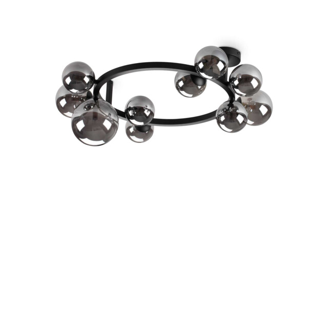Perlage 10 Light Globe Ceiling Light Black, Smokey Grey Shade - image 1