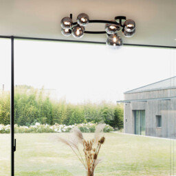 Perlage 10 Light Globe Ceiling Light Black, Smokey Grey Shade - thumbnail 2