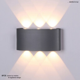 Arcs Wall Lamp, 8W LED, 3000K, 830lm, IP54, Anthracite, 3yrs Warranty - thumbnail 3