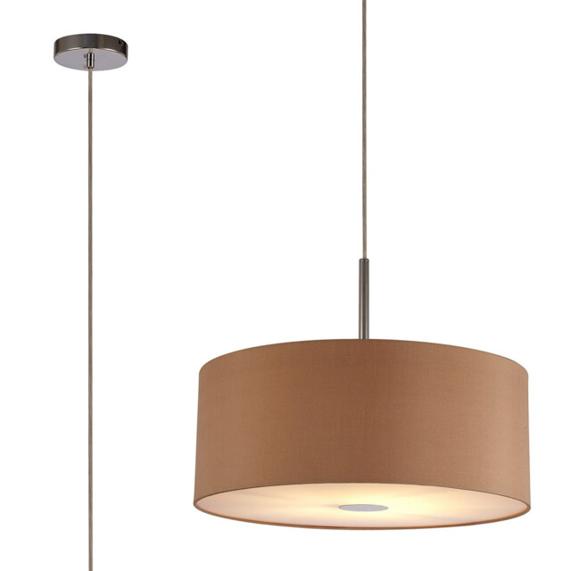 Baymont Polished Chrome E27 Single Pendant With 50cm x 20cm Dual Faux Silk Shade, Antique Gold/Ruby - image 1