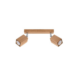 Keke Oak Square Twin Ceiling Spotlight Wood, 2x GU10 - thumbnail 1