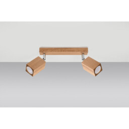 Keke Oak Square Twin Ceiling Spotlight Wood, 2x GU10 - thumbnail 2