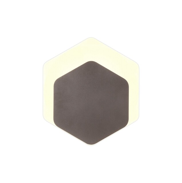 Altona Magnetic Base Wall Lamp, 12W LED 3000K 498lm, 15, 19cm Vertical Hexagonal Bottom Offset, Coffee, Acrylic Frosted Diffuser - image 1