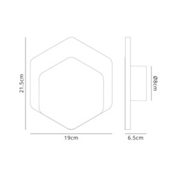 Altona Magnetic Base Wall Lamp, 12W LED 3000K 498lm, 15, 19cm Vertical Hexagonal Bottom Offset, Coffee, Acrylic Frosted Diffuser - thumbnail 2