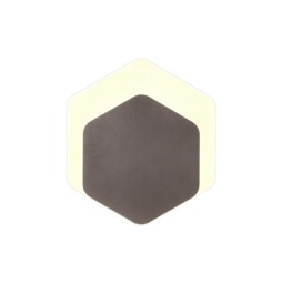 Altona Magnetic Base Wall Lamp, 12W LED 3000K 498lm, 15, 19cm Vertical Hexagonal Bottom Offset, Coffee, Acrylic Frosted Diffuser - thumbnail 1