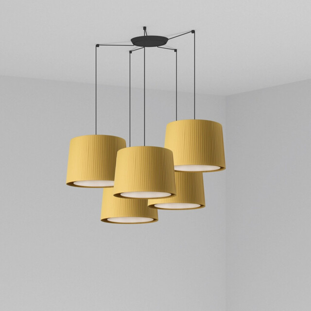Samba Black, Yellow Pendant Suspension Pendant Lamp 5 Light