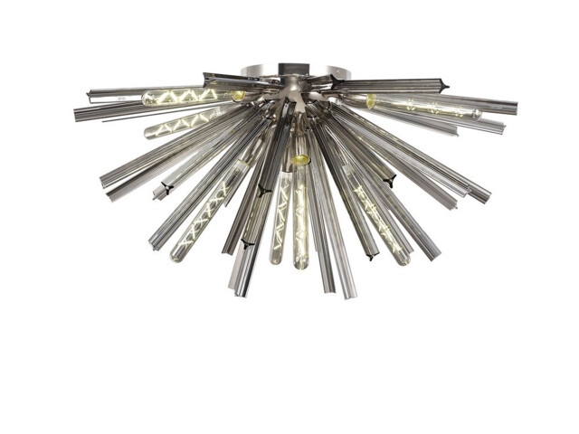 Hornby 8 Light E27, Semi Flush Polished Nickel , Smoke Glass - image 1