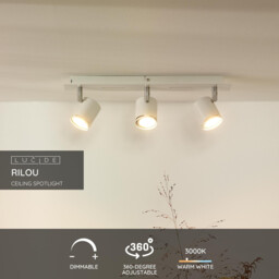 Rilou Modern Ceiling Spotlight Bar - LED Dim. - GU10 - 3x5W 3000K - White - thumbnail 2