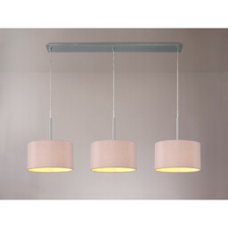 Baymont Polished Chrome 3 Light E27 Linear Pendant With 30cm x 17cm Dual Faux Silk Shade, Taupe/Halo Gold - thumbnail 2