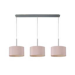 Baymont Polished Chrome 3 Light E27 Linear Pendant With 30cm x 17cm Dual Faux Silk Shade, Taupe/Halo Gold - thumbnail 5