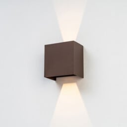 Davos XL Square Wall Lamp, 2x10W LED, 3000K, 1830lm, IP65, Rust Brown, 3yrs Warranty - thumbnail 2