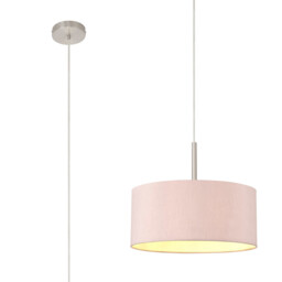 Baymont Satin Nickel E27 Single Pendant With 40cm x 18cm Dual Faux Silk Shade, Taupe/Halo Gold