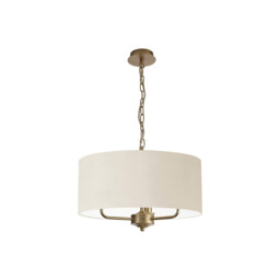 Banyan 3 Light Multi Arm Pendant With 50cm x 20cm Faux Silk Fabric Shade Champagne Gold/Ivory Pearl - thumbnail 5