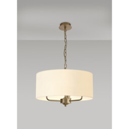 Banyan 3 Light Multi Arm Pendant With 50cm x 20cm Faux Silk Fabric Shade Champagne Gold/Ivory Pearl - thumbnail 2