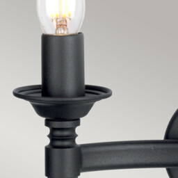 Saxon 2 Light Indoor Candle Wall Light Black, E14 - thumbnail 2