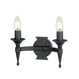 Saxon 2 Light Indoor Candle Wall Light Black, E14