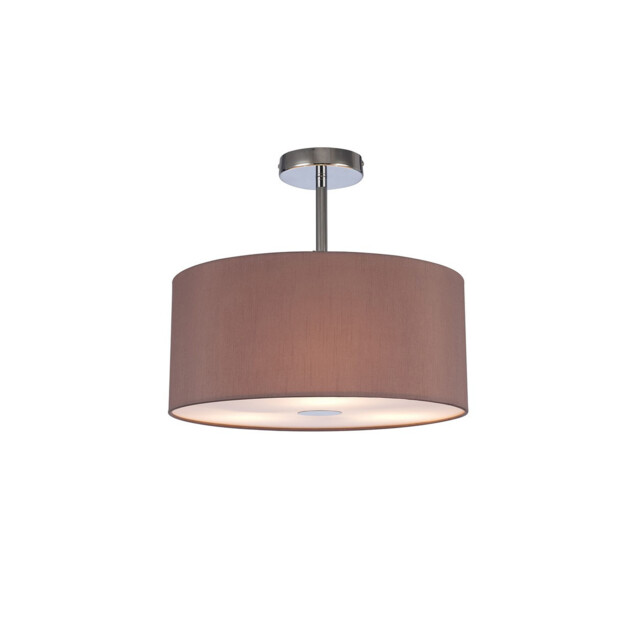 Baymont Polished Chrome 3 Light E27 Semi Flush With 40cm x 18cm Dual Faux Silk Shade, Taupe/Halo Gold - image 1