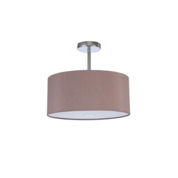 Baymont Polished Chrome 3 Light E27 Semi Flush With 40cm x 18cm Dual Faux Silk Shade, Taupe/Halo Gold - thumbnail 5