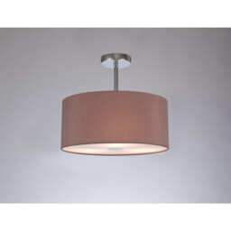 Baymont Polished Chrome 3 Light E27 Semi Flush With 40cm x 18cm Dual Faux Silk Shade, Taupe/Halo Gold - thumbnail 2