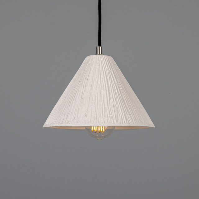 Tilia Ceramic Dome Pendant, Matte White, Antique Silver - image 1