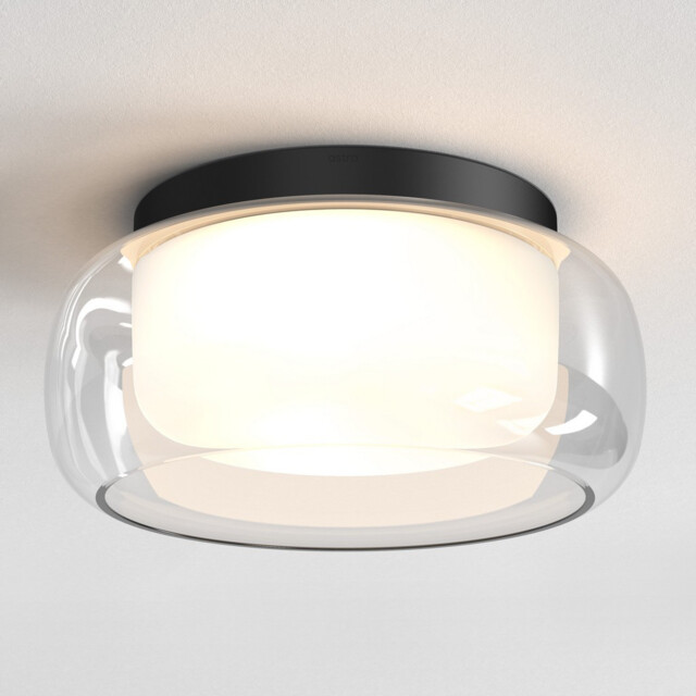 Aquina Bathroom 36cm Ceiling Light Matt Black with Glass Shade - image 1