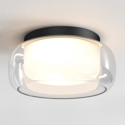 Aquina Bathroom 36cm Ceiling Light Matt Black with Glass Shade - thumbnail 1