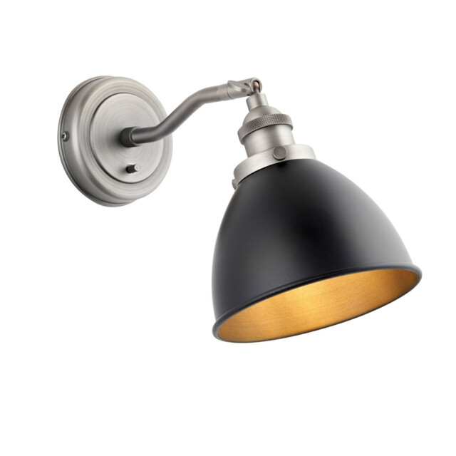 Franklin Metal Wall Lamp, Aged Pewter Plate, Matt Black Paint - image 1