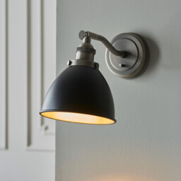 Franklin Metal Wall Lamp, Aged Pewter Plate, Matt Black Paint - thumbnail 5