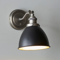 Franklin Metal Wall Lamp, Aged Pewter Plate, Matt Black Paint - thumbnail 2