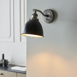 Franklin Metal Wall Lamp, Aged Pewter Plate, Matt Black Paint - thumbnail 3