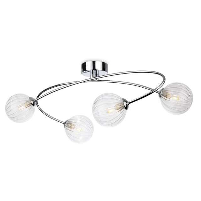 Atom 4 Light Flush Ceiling Fitting Chrome with Clear Decorative Glass 4xG9