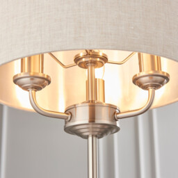 Highclere Table Lamp Brushed Chrome Plate, Natural Linen Shade - thumbnail 5