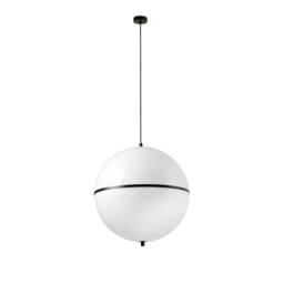 Dome 42cm Globe Pendant Ceiling Light Satin Black, Gloss White Shade E27 - thumbnail 1