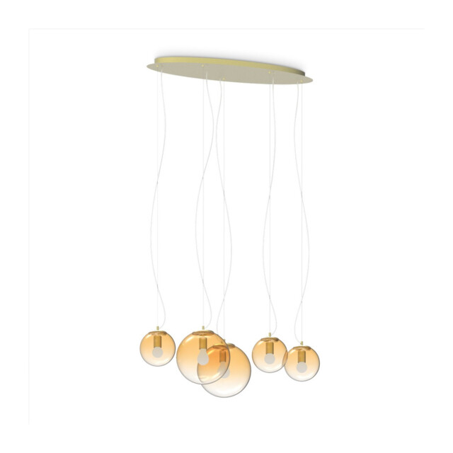 Mapa Clear 5 Light Cluster Pendant Ceiling Light Amber