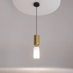 Memory Modern Slim Pendant Ceiling Light Black 1xE14 White, Gold Shade - thumbnail 2