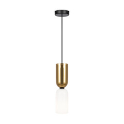 Memory Modern Slim Pendant Ceiling Light Black 1xE14 White, Gold Shade - thumbnail 1