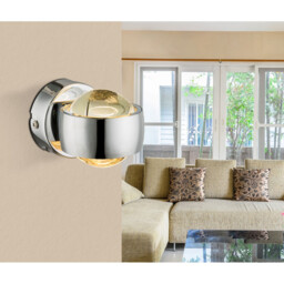 Randi Integrated LED Wall Lamp Chrome Clear Glass Shade 2x LED 3000K - thumbnail 3
