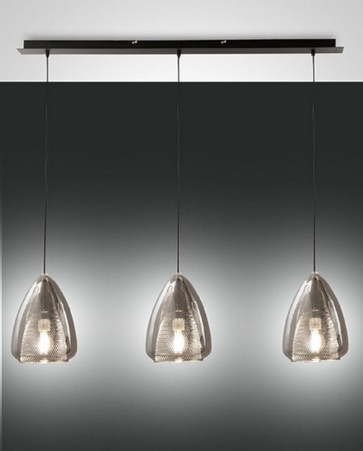Britton Straight Bar Pendant Ceiling Light Transparent Grey Glass, E27 - image 1