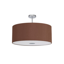 Baymont Polished Chrome E27 Semi Flush With 60cm x 22cm Dual Faux Silk Shade, Raw Cocoa/Grecian Bronze - thumbnail 5